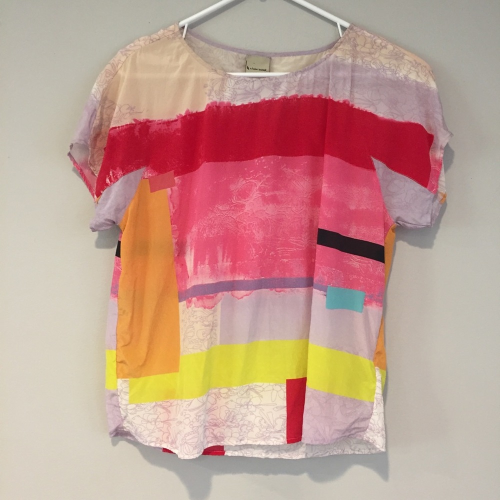 Color block silk top